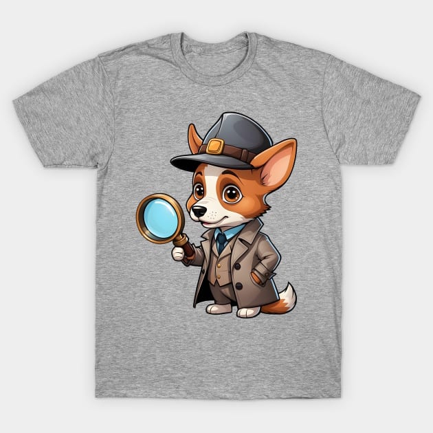 Cute Detective Dog with Magnifying Glass T-Shirt by Leon Star Shop